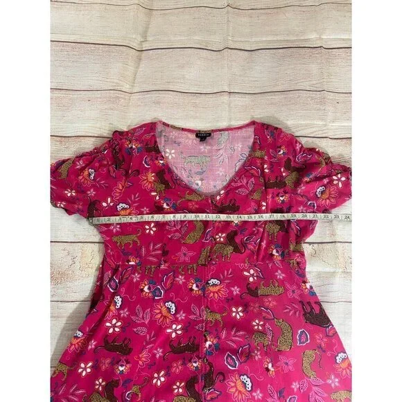 Torrid Women's Midi Button Front Rayon Slub Pink Dress - 1XL - Picture 9 of 15